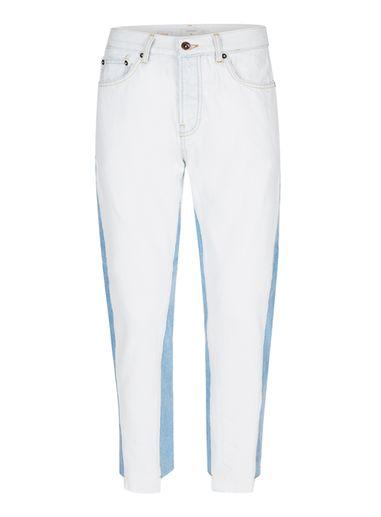 Topman Mens White Light Blue Panel Tapered Jeans