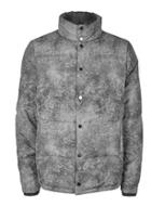 Topman Mens Grey Ltd Printed Puffa Jacket