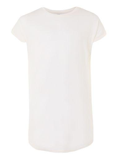 Topman Mens White Nude Longline Drop Shoulder T-shirt