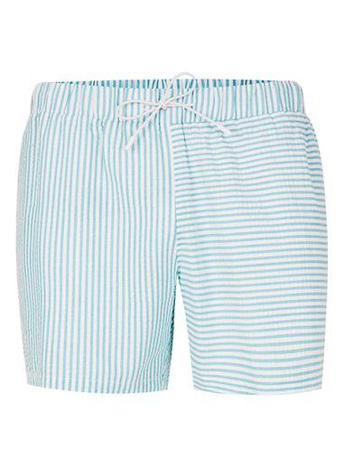 Topman Mens Green Stripe Spliced Swim Shorts