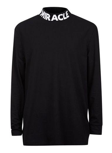 Topman Mens Aaa Black Miracle Print Funnel Neck T-shirt