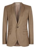 Topman Mens Light Brown Crosshatch Skinny Fit Suit Jacket