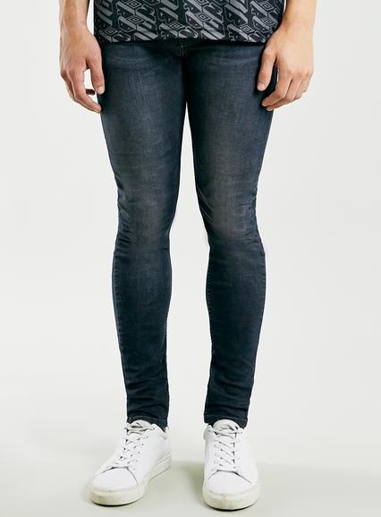 Topman Mens Blue Dark Wash Spray On Jean