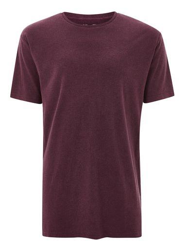 Topman Mens Purple Wash Ribbed Longline T-shirt