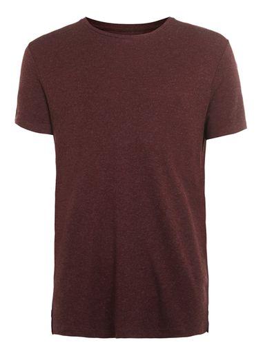 Topman Mens Red Premium Burgundy Wool Blend T-shirt