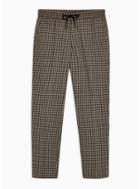 Topman Mens Black Check Relaxed Cropped Pants