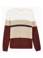Topman Mens Red Selected Homme Block Knitted Organic Cotton Jumper