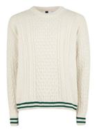 Topman Mens Cream Off White Tipped Cable Knit Jumper
