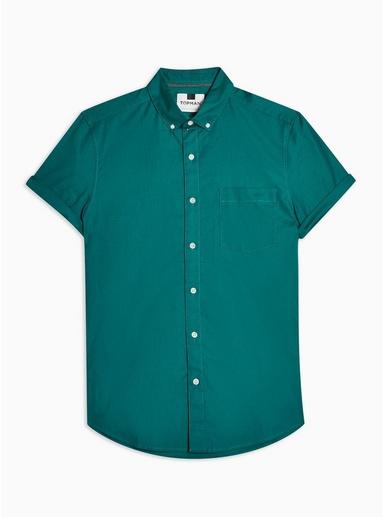 Topman Mens Blue Teal Stretch Skinny Oxford Shirt