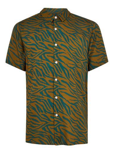 Topman Mens Multi Zebra Print Short Sleeve Shirt