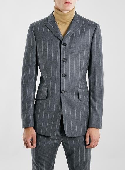 Topman Mens Tmd Blue Pinstripe Single Breasted Jacket