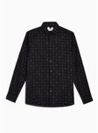 Topman Mens Black Tile Geometric Print Slim Shirt