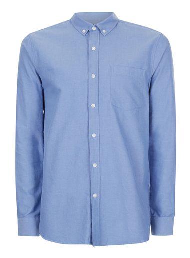 Topman Mens Dark Blue Button Down Oxford Shirt