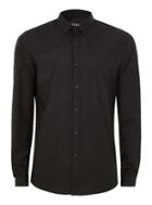 Topman Mens Black Slim Fit Long Sleeve Shirt