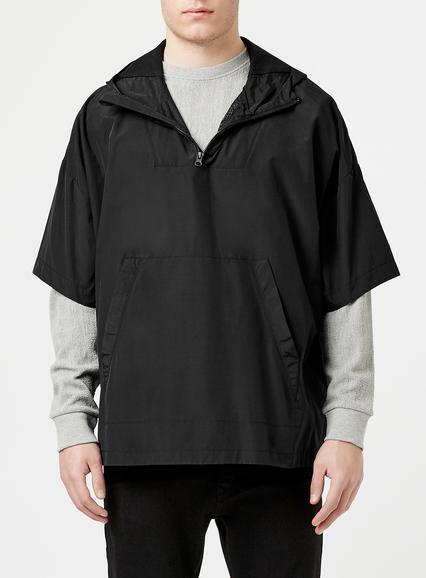 Topman Mens Black Street Tailor Short Sleeve Poncho