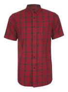 Topman Mens Red Checked Short Sleeve Casual Shirt