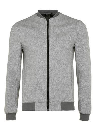 Topman Mens Grey Salt And Pepper Tailored Bomber Jacket