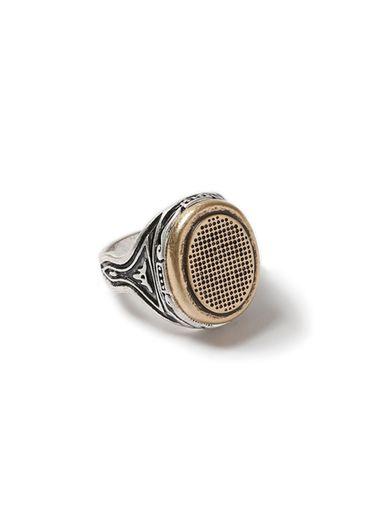 Topman Mens Grey Mixed Metal Grid Ring*