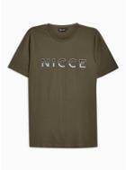 Topman Mens Nicce Green Split Logo T-shirt