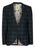 Topman Mens Noose & Monkey Green And Navy Check Suit Jacket
