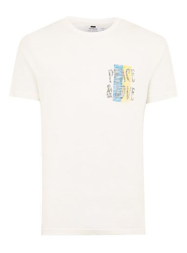 Topman Mens White Peace And Love T-shirt