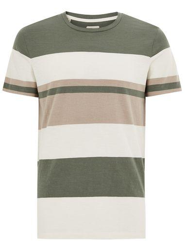 Topman Mens Selected Homme's Green Stripe T-shirt