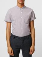 Topman Mens Burgundy Gingham Textured Short Sleeve Smart Shirt