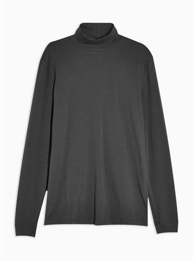 Topman Mens Grey Charcoal Gray Turtle Neck T-shirt