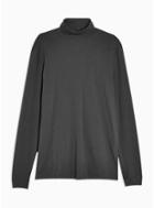 Topman Mens Grey Charcoal Gray Turtle Neck T-shirt