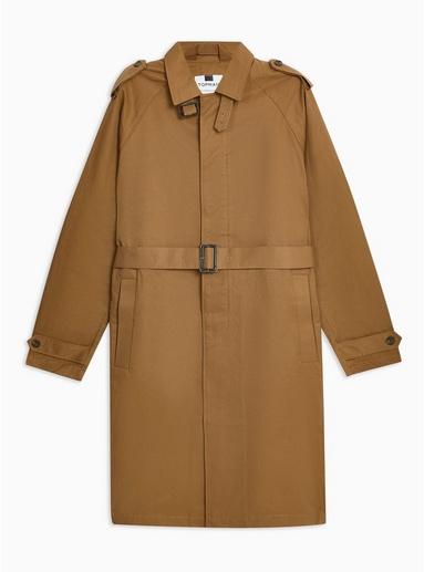 Topman Mens Brown Dark Tan Single Breasted Trench Coat