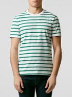 Topman Mens Green Stripe Crew Neck T-shirt
