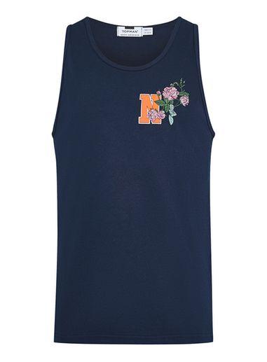 Topman Mens Navy Slim Fit 'n' Floral Print Vest