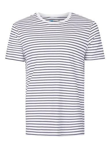 Topman Mens Navy And White Stripe T-shirt