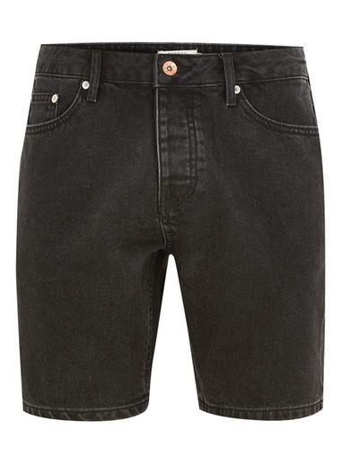 Topman Mens Washed Black Slim Shorts