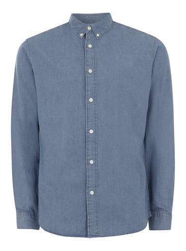 Topman Mens Selected Homme Blue Denim Long Sleeve Shirt