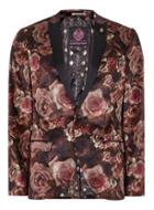 Topman Mens Noose & Monkey Floral Pink Velvet 'elton Rose' Blazer