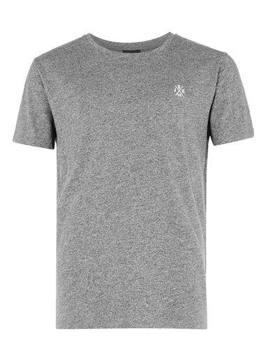 Topman Mens Black Jog On Grey Marl Organic Cotton T-shirt*