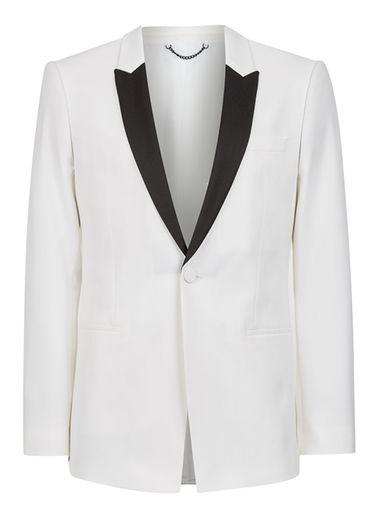 Topman Mens Cream Off White Skinny Fit Tuxedo Jacket