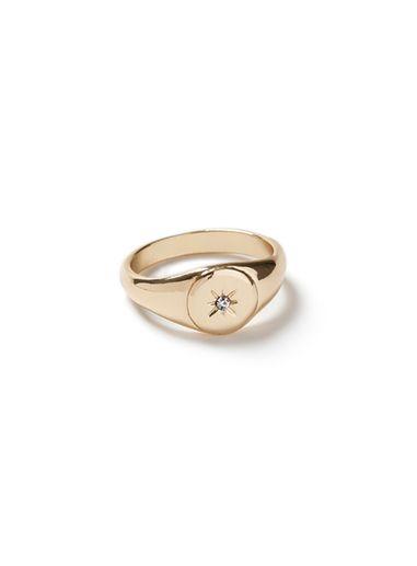 Topman Mens Silver Crystal Signet Ring*