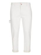 Topman Mens Cream Off White Tapered Cropped Worker Trousers