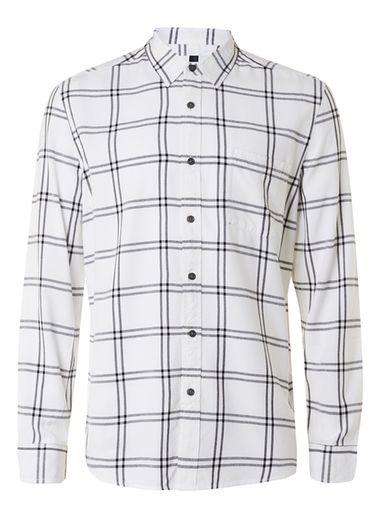 Topman Mens White Check Viscose Casual Shirt
