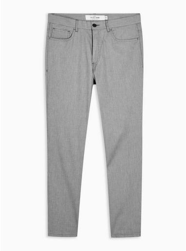 Topman Mens Grey Gray Cotton Dobby Trousers