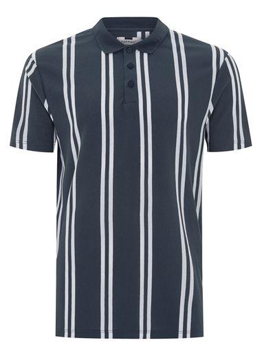 Topman Mens Navy Stripe Pique Polo