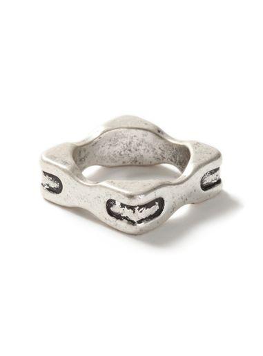 Topman Mens Burnished Silver Look Curved Square Ring*