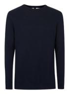 Topman Mens Blue Navy Ribbed Slim Fit Cotton Sweater