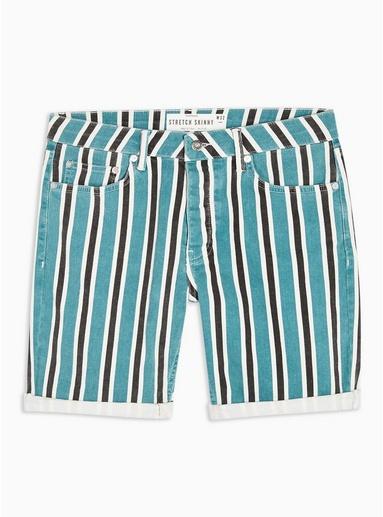 Topman Mens Green Teal Stripe Skinny Shorts