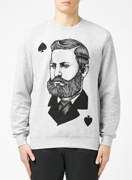 Topman Mens Art Disco Grey Speakeasy Sweatshirt*