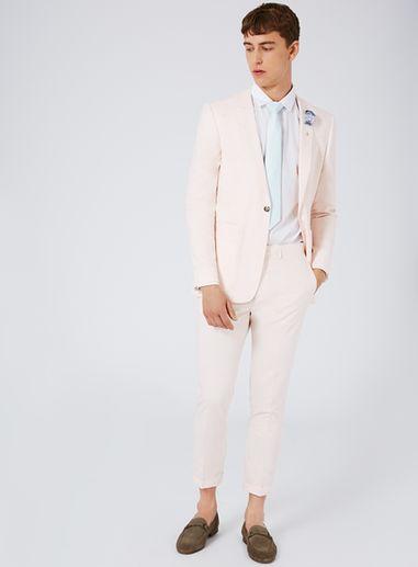 Topman Mens Pink Lightweight Skinny Fit Cropped Suit Pants