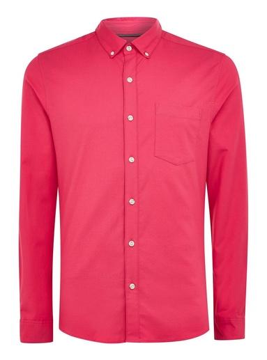 Topman Mens Pink Stretch Oxford Long Sleeve Shirt