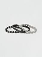 Topman Mens Black Bead And Leather Bracelet 3 Pack*